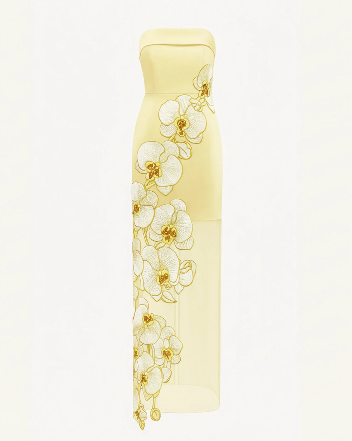 Orchid Embroidered Dress - Yellow