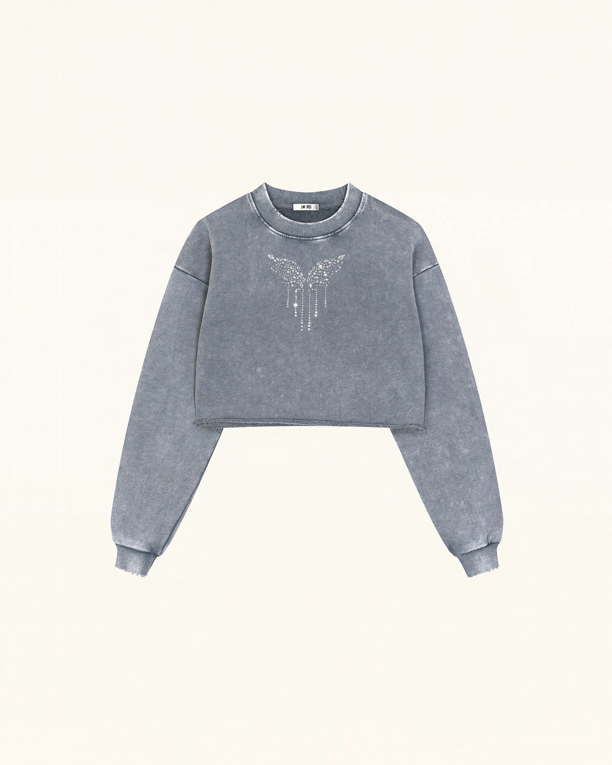 Angelic Dripping Crystal Wings Sweatshirt - Ash Cloud