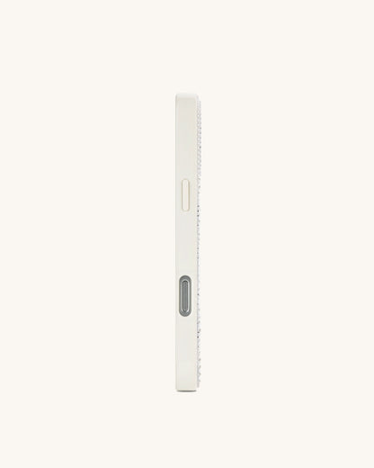 Pearl Zebra Stripe Artificial Crystal Phone Case - White