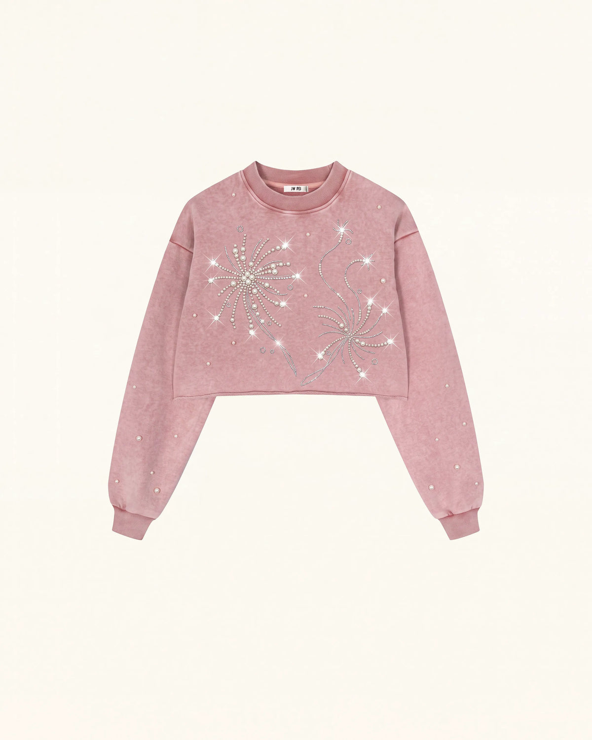 Sparkle Fireworks Cropped Sweatshirt - Bubblegum Pink