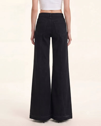 The Rebel Pink Ribbon Split Fray Jeans  - Black
