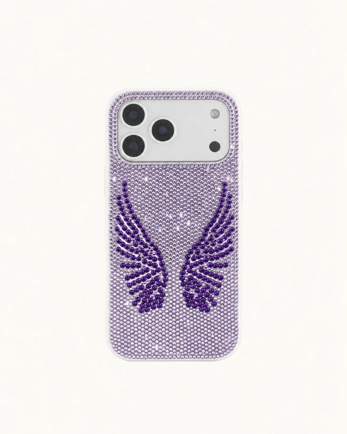 Artificial Crystal Angel Wings Phone Case - White & Purple