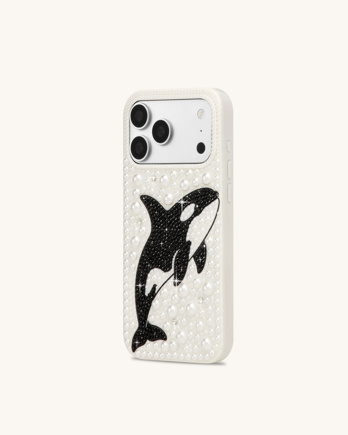 Orca Pearl Embellished Phone Case – White