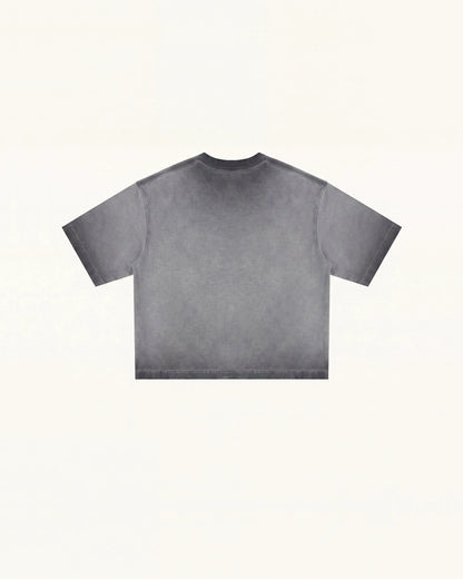 The Angelic Dripping Crystal Wings Tee - Washed Grey