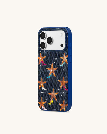 Starfish Rhinestone Phone Case - Blue