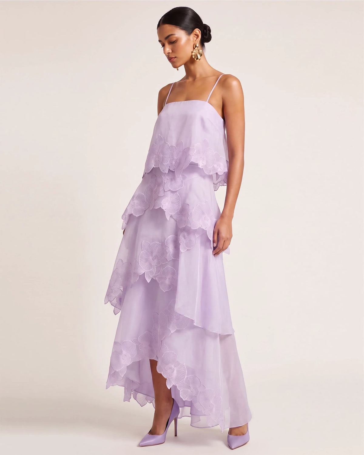Orchid Embroidered Layered Maxi Dress - Light Purple