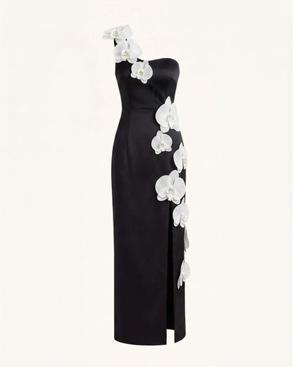 Orchid Embellished Cutout Slit Maxi Dress - Black