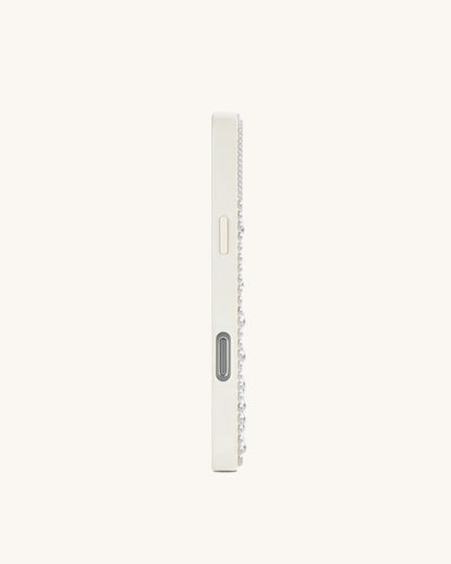 Pearl Artificial Crystal Bow Phone Case - White