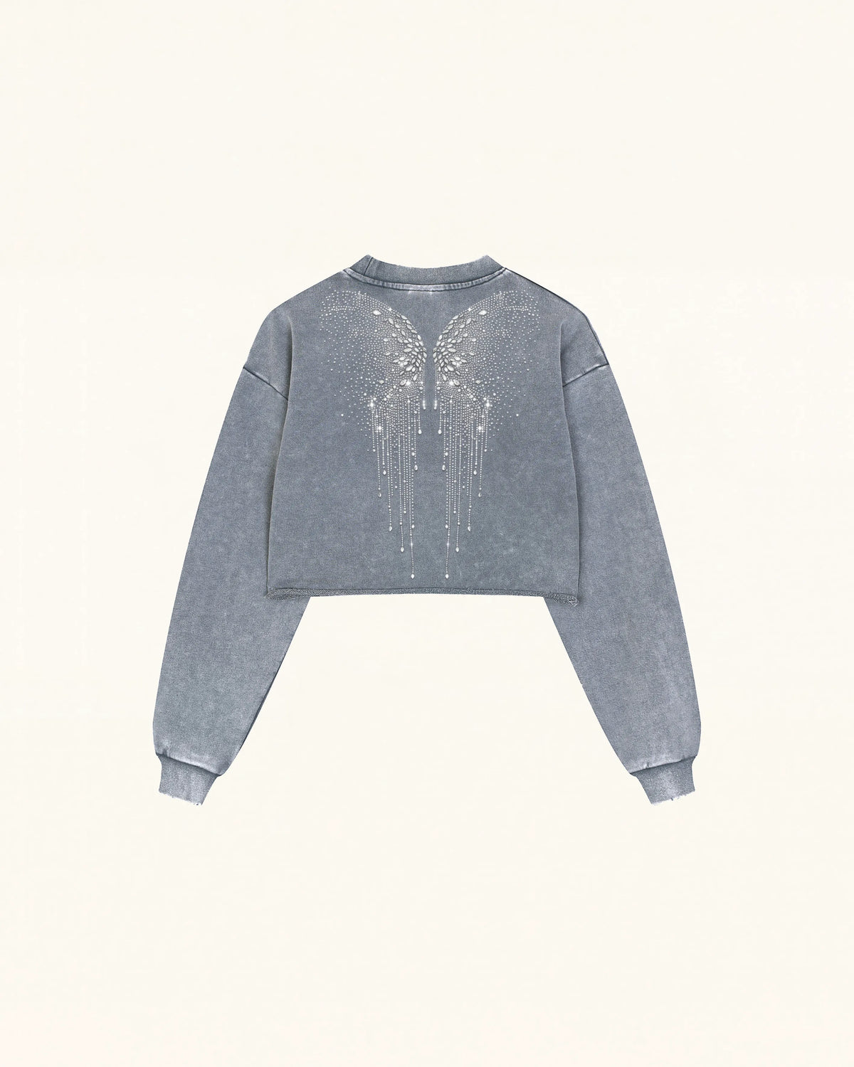 Angelic Dripping Crystal Wings Sweatshirt - Ash Cloud