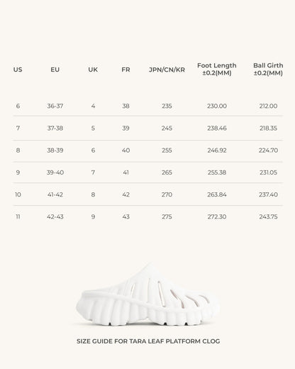 Tara Leaf Platform Clog - White