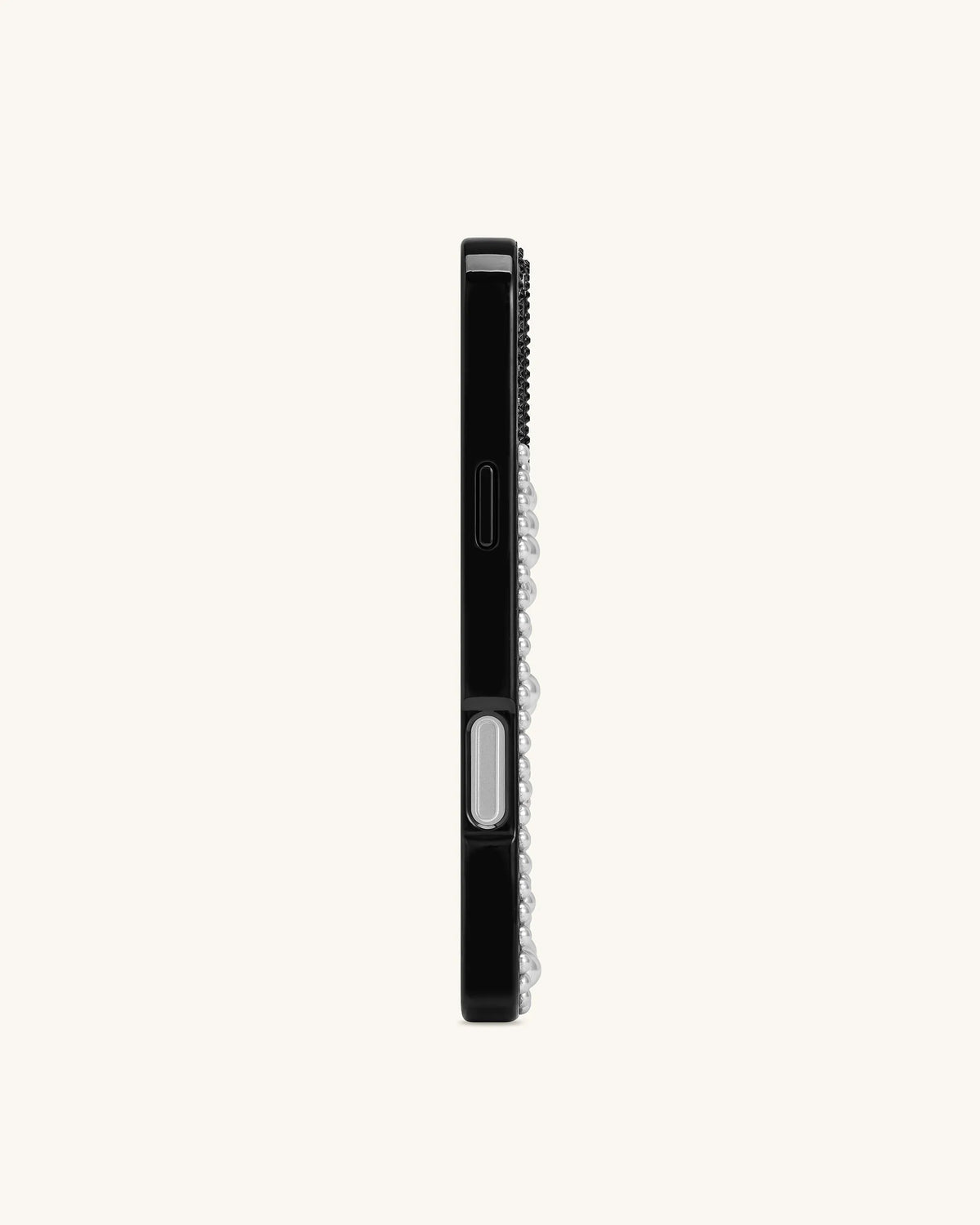 Pearl Artificial Crystal Puppy Phone Case - Black