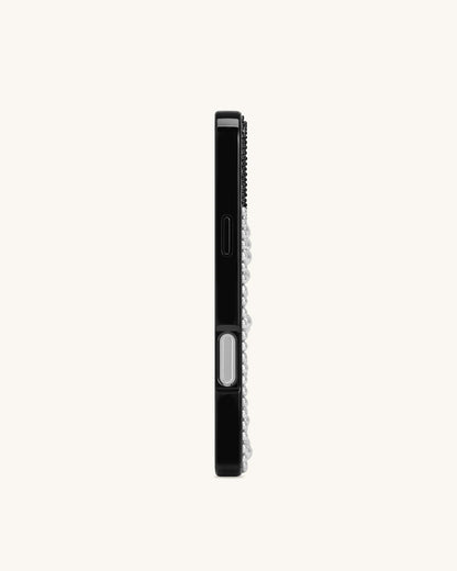 Pearl Artificial Crystal Puppy Phone Case - Black