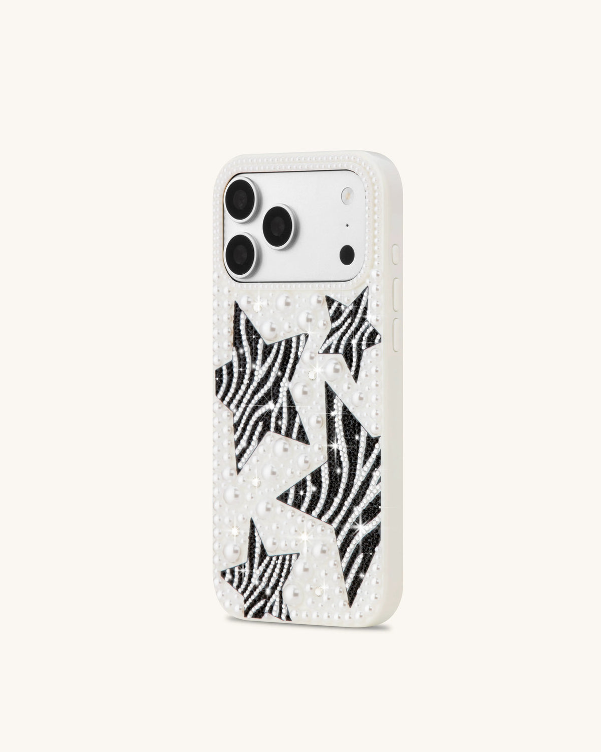 Zebra Star Pearl Phone Case - White