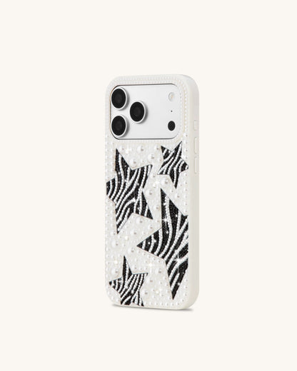 Zebra Star Pearl Phone Case - White