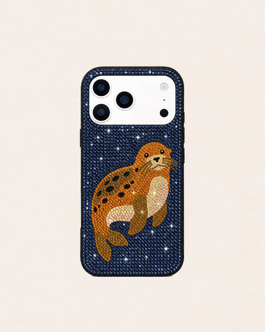 Seal Artificial Crystal Phone Case – Blue
