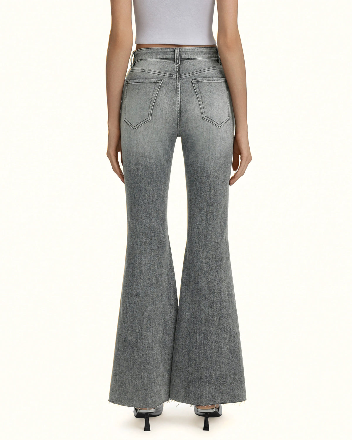 Pearl Accent Bow Boogie Child Fray Jeans - Smoke and Mirrors