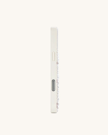 Pearl Artificial Crystal Ribbon Bow Phone Case - White