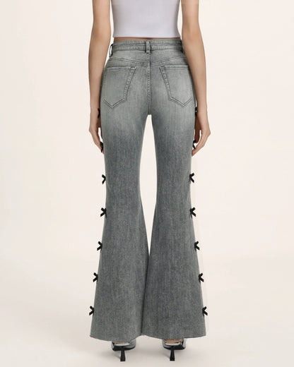 Black Velvet Bow Boogie Child Fray Jeans - Smoke and Mirrors